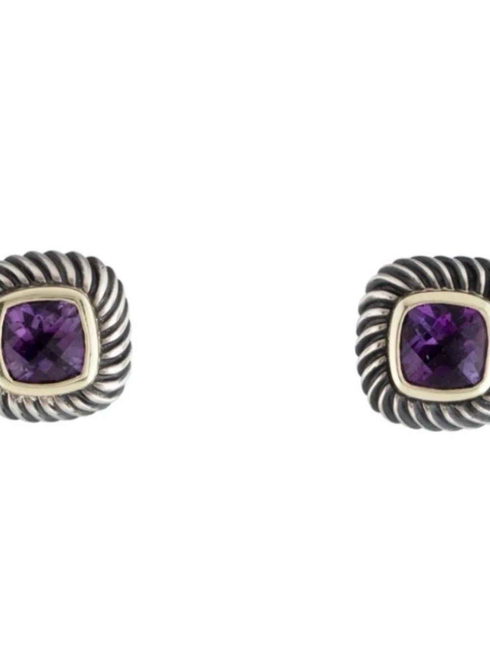 David Yurman Amethyst 14k Yellow Gold & Sterling Silver Albion Earrings
